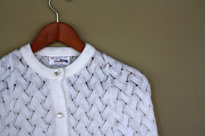 Vintage White Knit Poncho S/M/L