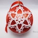 Handmade Christmas Ornament -Tatted Snowflake on Satin ball -Snowball No.14