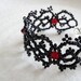 Gothic Lolita Cuff Victorian Lace Bracelet Black and Red Beaded Lace II by Glass Seed Beads and Crystals - lapuzelo