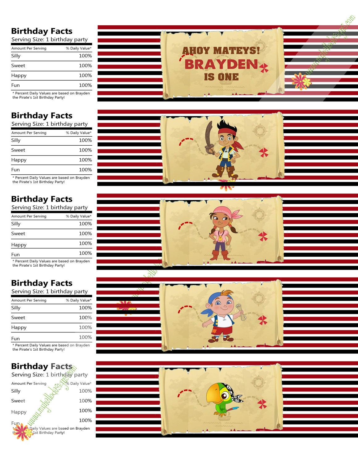 Water Bottle Labels:  Jake & the Neverland Pirates