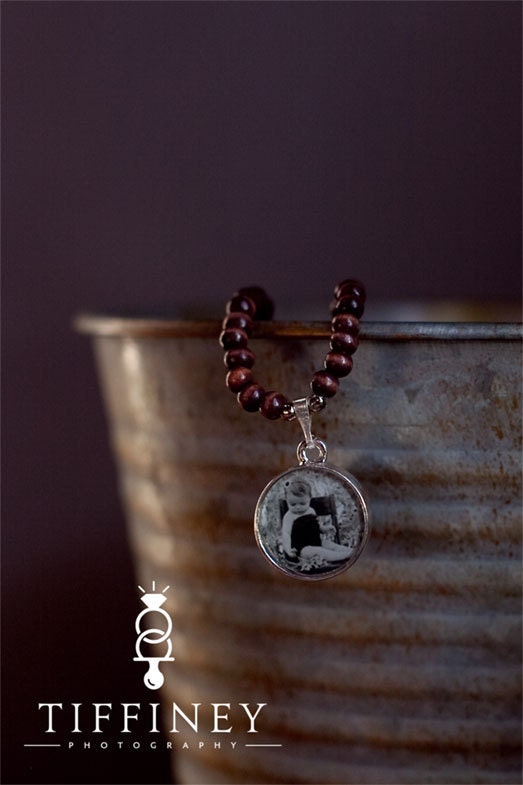 Beaded Custom Double-Sided Photo Charm Necklace