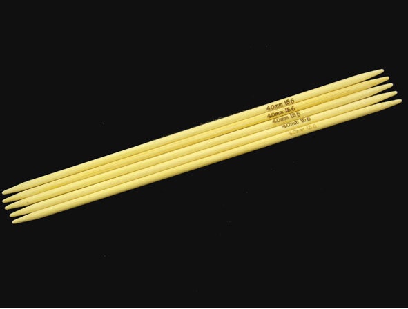 Bamboo double pointed knitting needles, size US 6 4mm DPNs