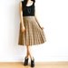 Vintage Tweed Floral Pleated Midi Skirt