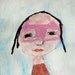 Little girl wearing pink kitty mask - original painting on paper no 195