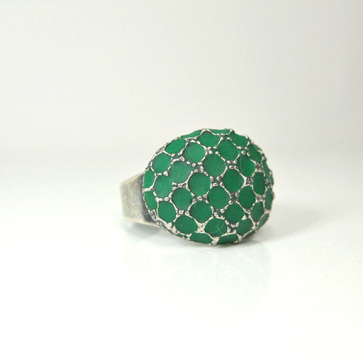 LAST ONE AVAILABLE  Statement ring green vintage jewelry ooak rings old style