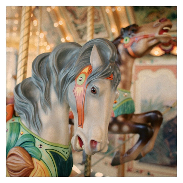 Horse Photograph - Carousel Horse - Fair - Ride - Lights- Fine Art Photograph - Signed Original