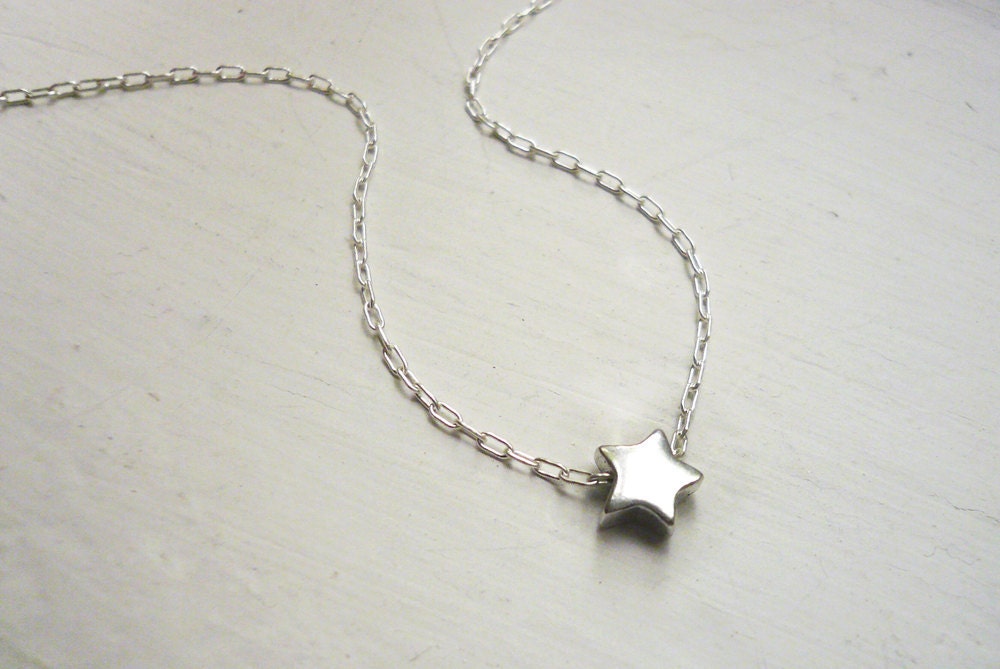 Tiny Silver Star Necklace in Sterling Silver - Sweet and Simple Star Necklace