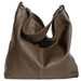large leather tote in dark khaki brown- roomy luxurious plush leather carry all