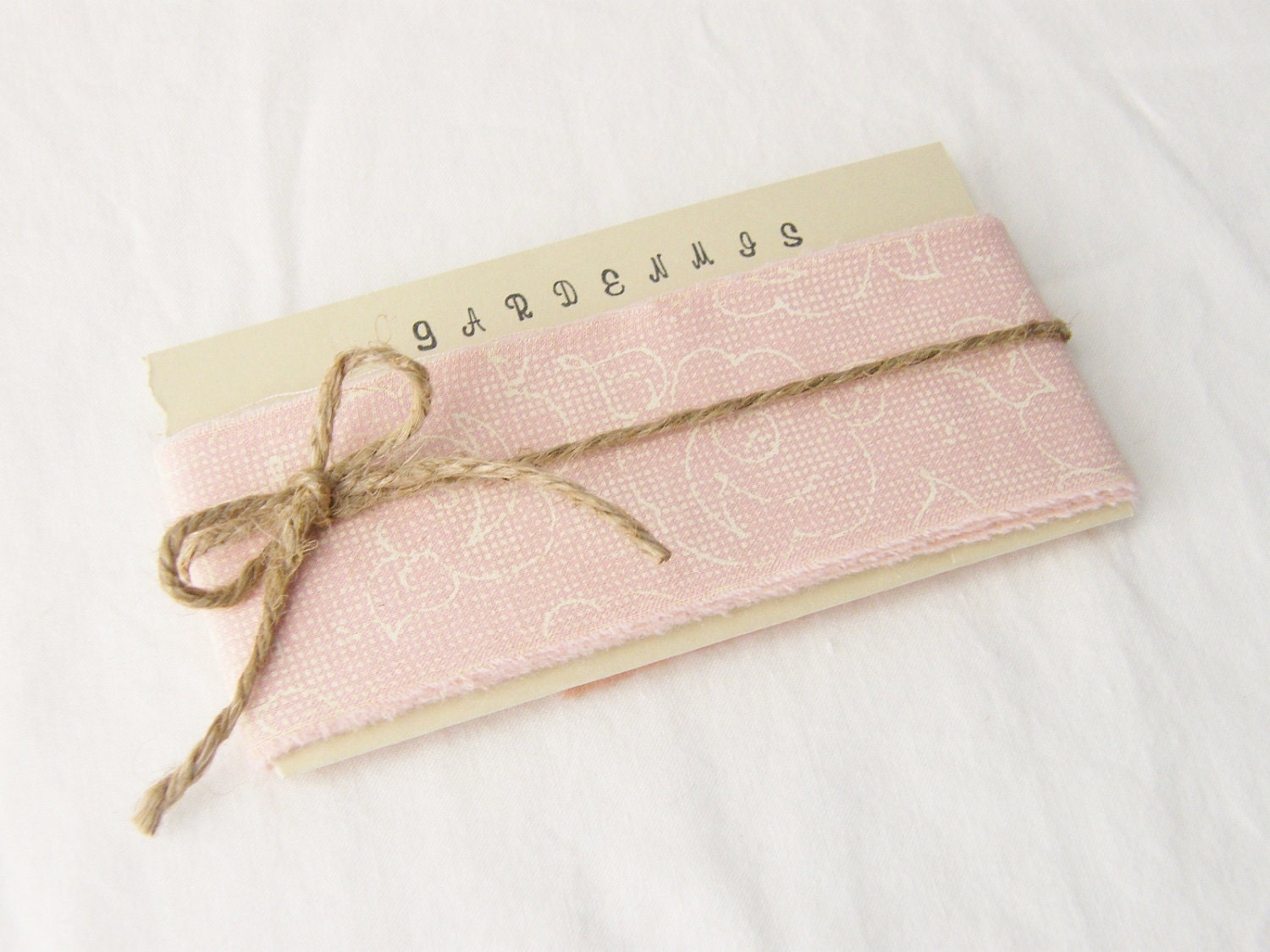 Fabric Ribbon - Shabby Peach - Cabbage Roses - Frayed Ribbon