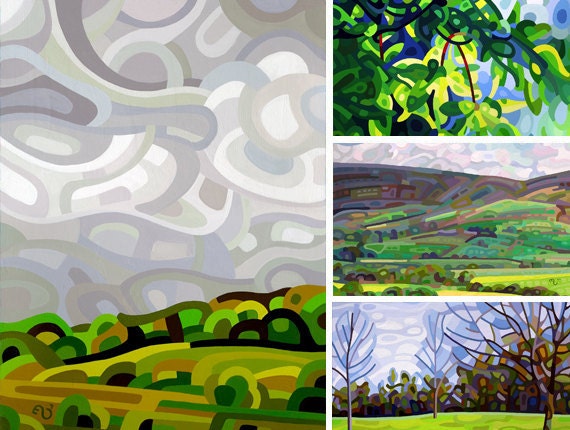 Spring 1 - fine art print note cards green leaves