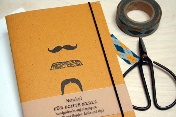 Mustache Notebook handprinted