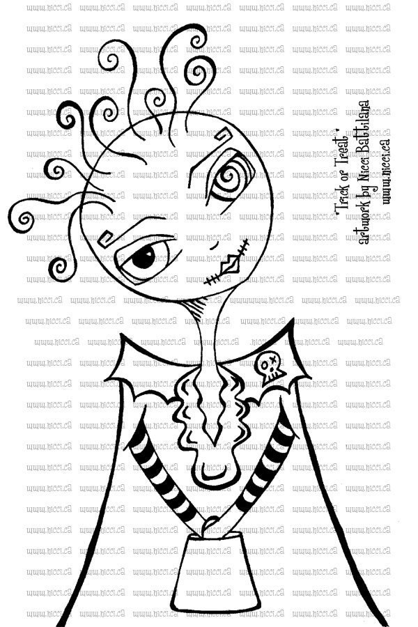 Halloween Big Eye Trick or Treat (digital stamp)