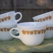 Pyrex Tea Cups, Set of 5, Butterfly Gold