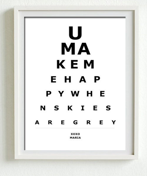 Personalized Eye chart. Large luxury poster print. A2