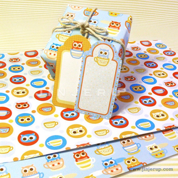 Blue Tea Cup Owl Stationery Plus Printable PDF