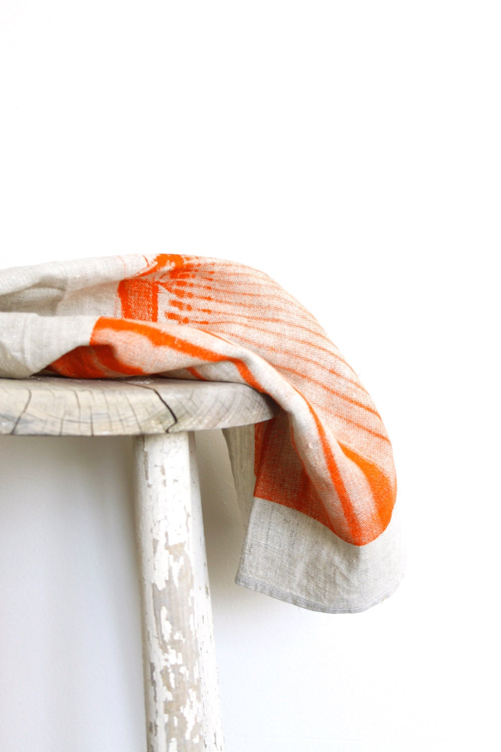 100% Linen Tea Towel - Orange Photograph Design