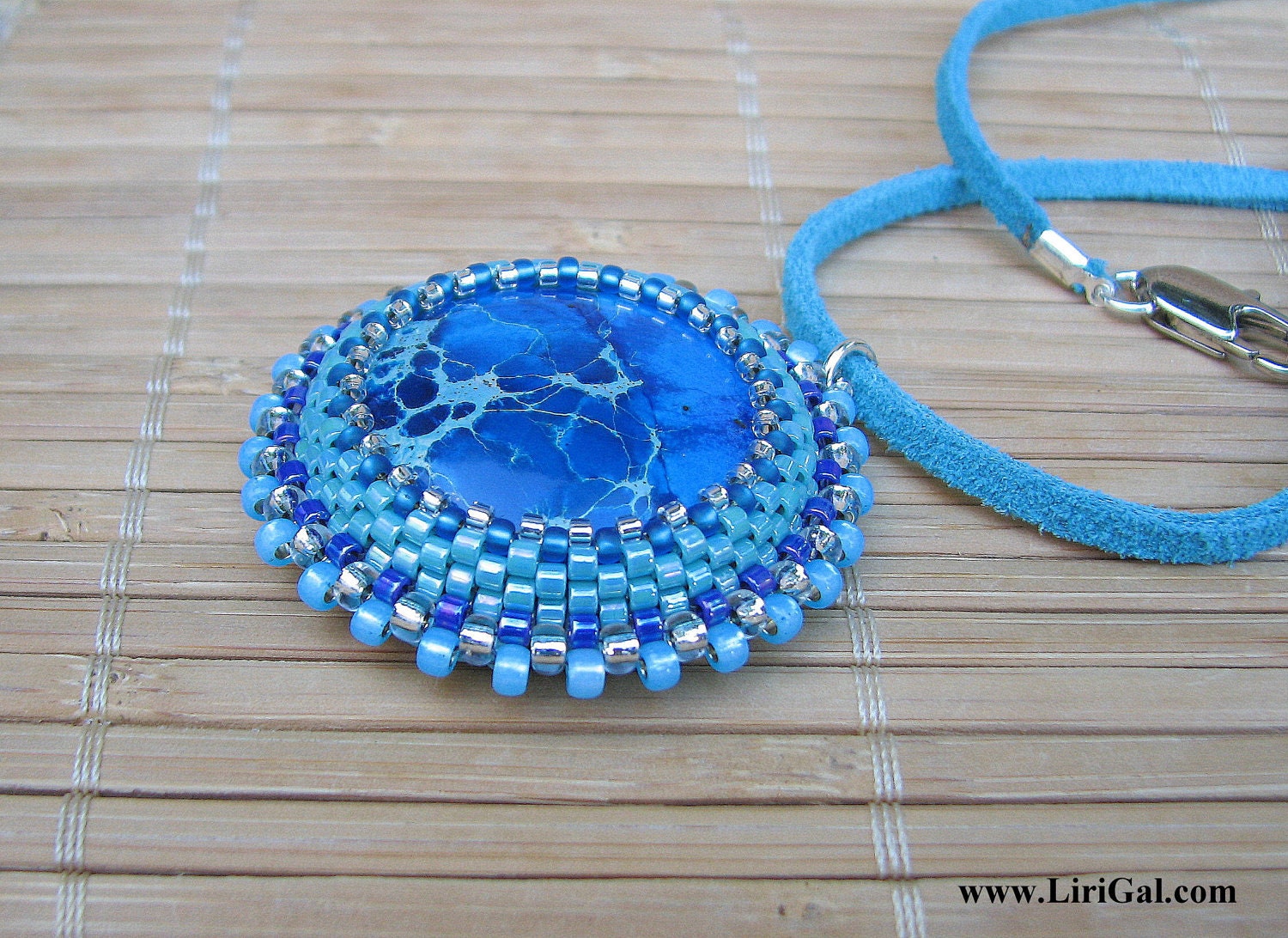 Blue African Turquoise beaded  pendant