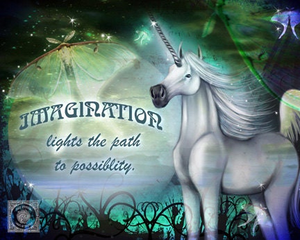 Unicorn Whispers inspirational fantasy art print by Ash Evans and Lisa Steinke