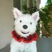 Paws & Plaid Dog Scrunchie Necklace with red lace - M