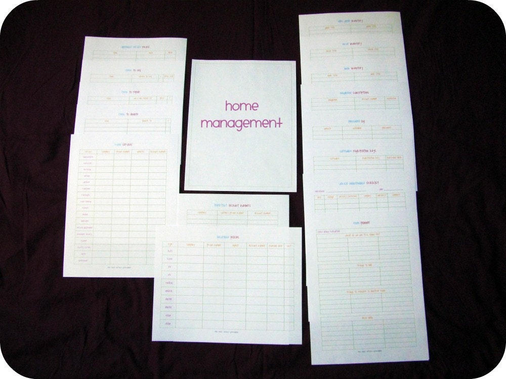 home management set - editable - 15 documents