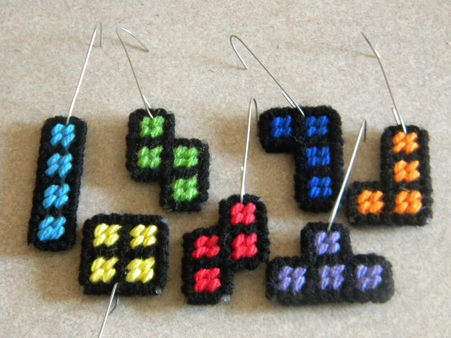 Tetris ornaments 7pc