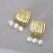 Wedding earrings gold and pearl studs, handcrafted 22k yellow gold plated sterling silver with pearls