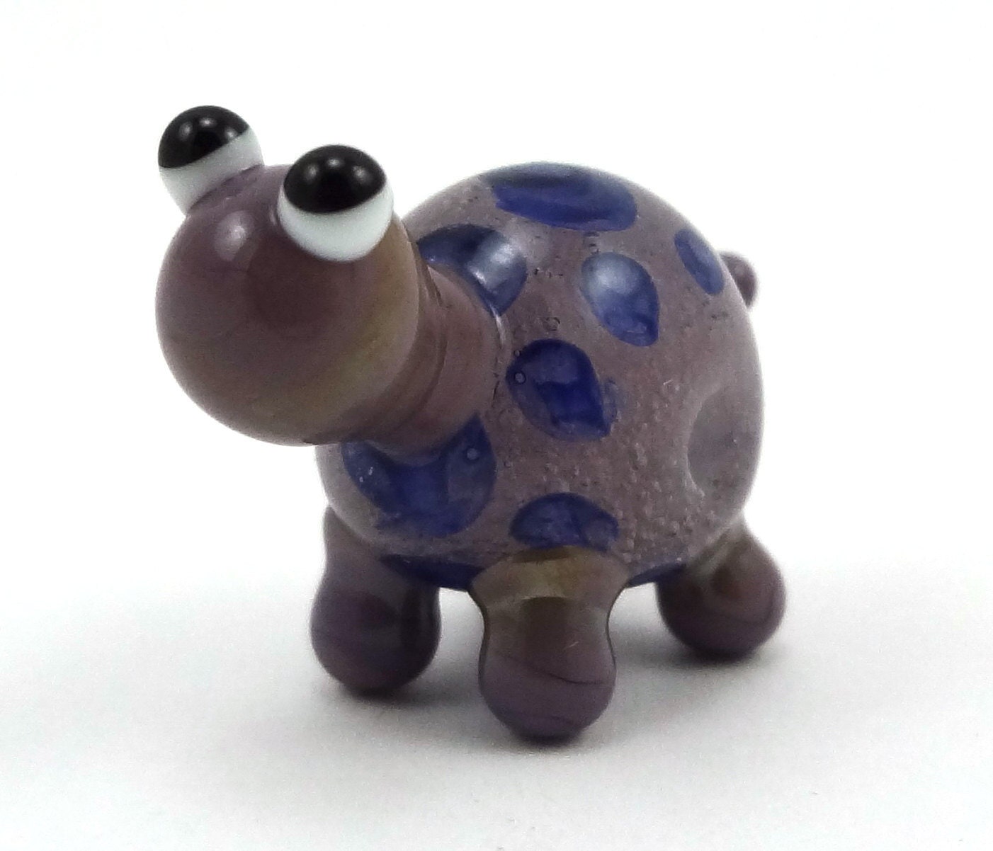 Little Purple Bubbly Turtle Lampworked Glass Figurine Bead