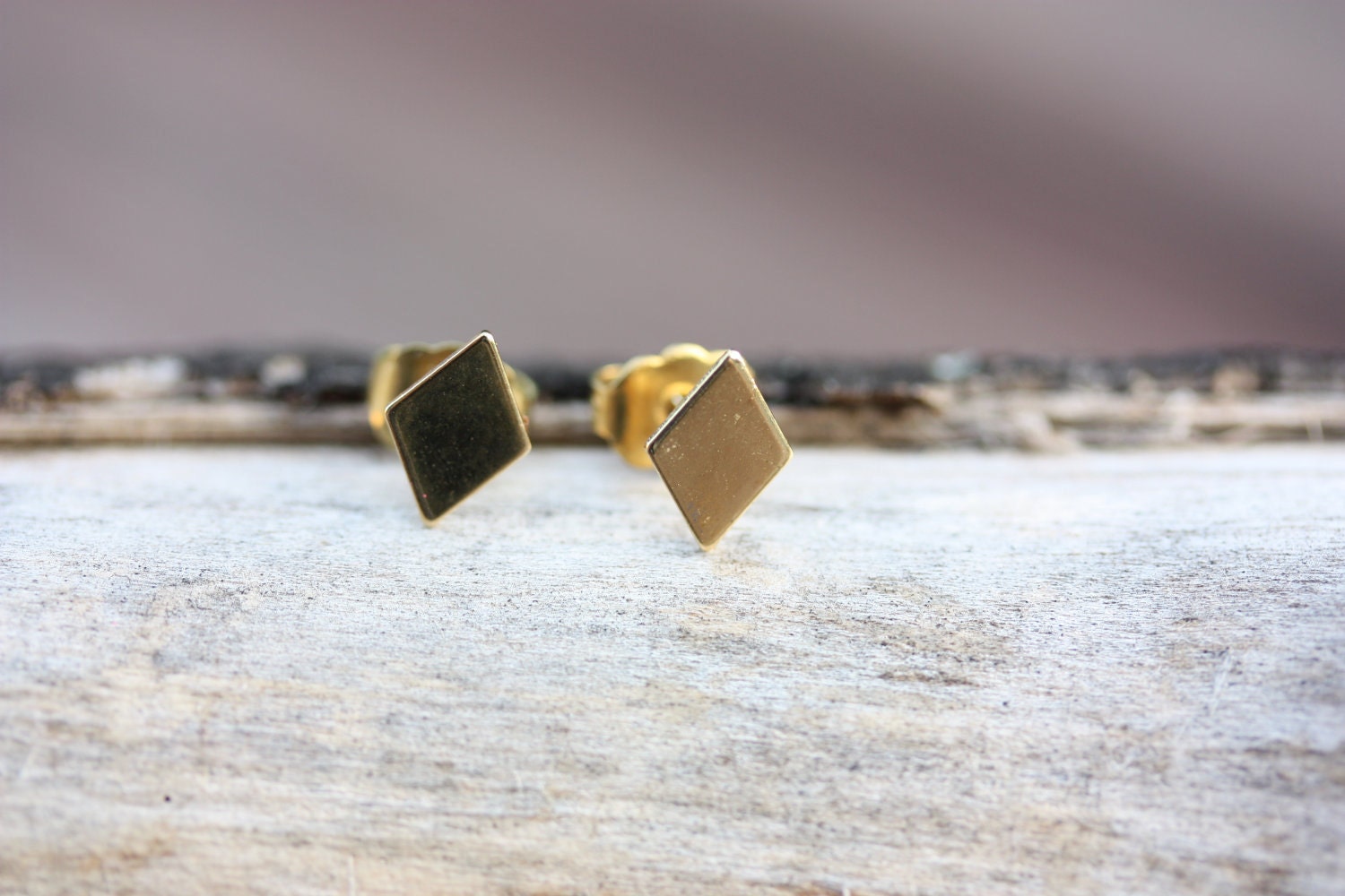 Tiny Gold Diamond Shaped Studs