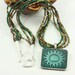 Necklace Multi Strand Green Brown Woodland Sun Pendant