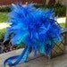 Feather Bridesmaid Bouquets - Tim Burton Alice in Wonderland Wedding - Malibu & Horizon Blue Turquoise Black Wedding - Custom Bouquet Colors