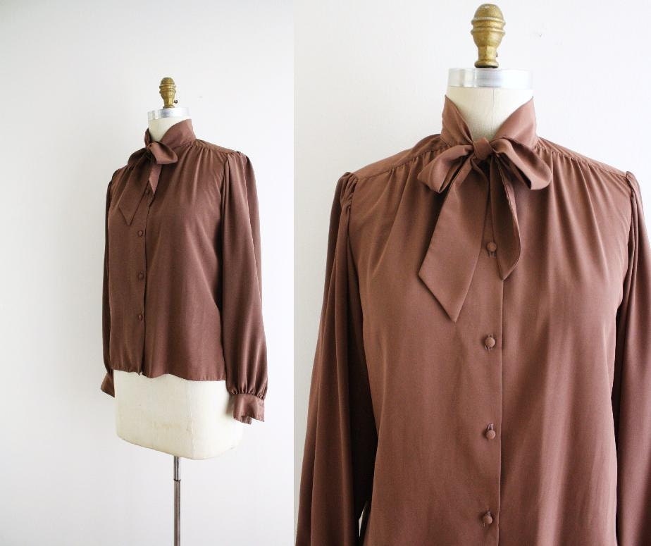 Semi Sweet Chocolate Blouse . Pussy Bow . Ascot Tie