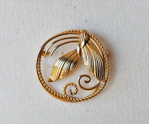 Vintage Brooch Pin - Floral 12K Gold Filled