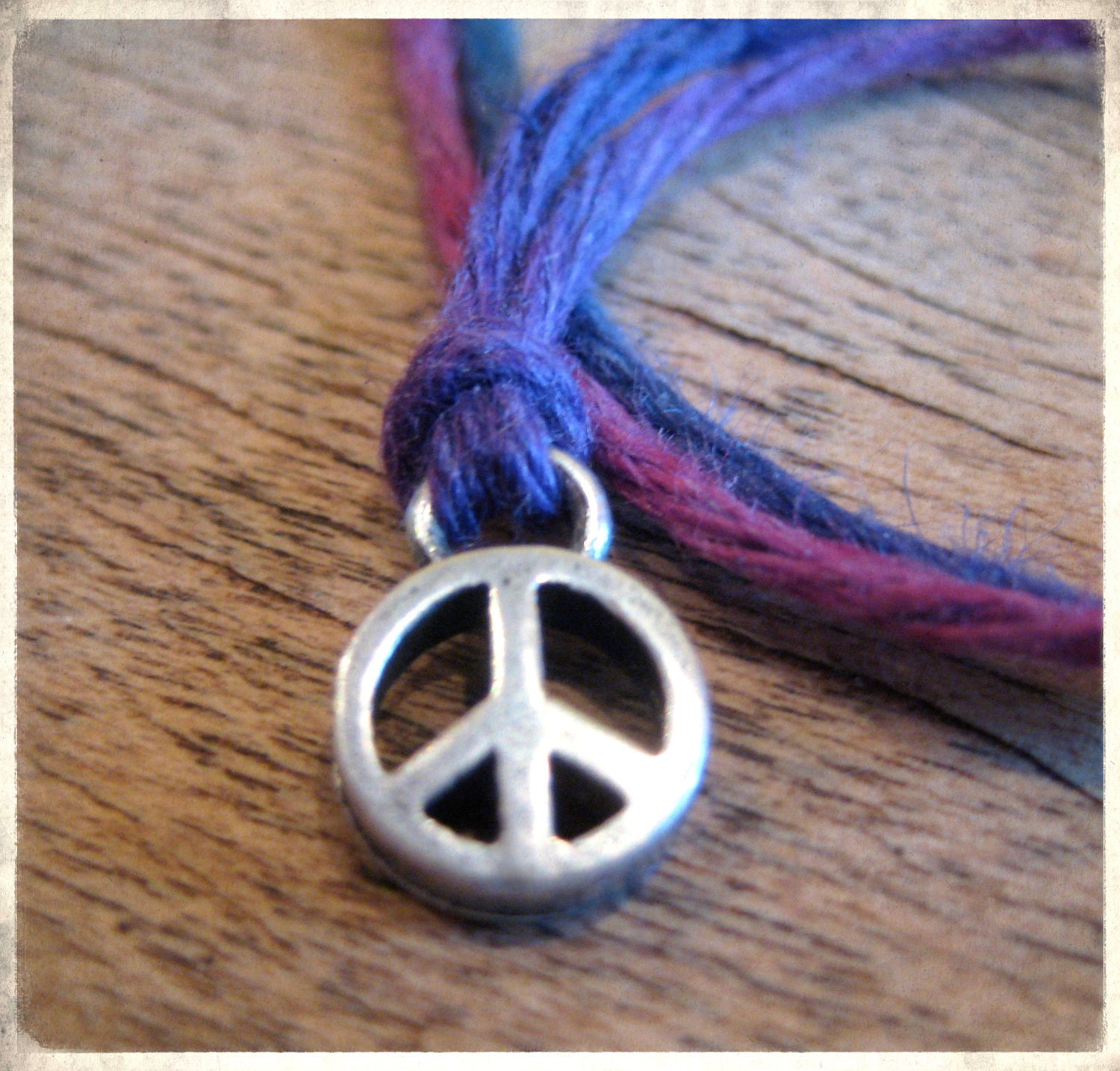 Peace Love Earth's Seven Wishes Purple Peace Charm Bracelet For Goal Setting, Making New Years Resolutions and Wishes