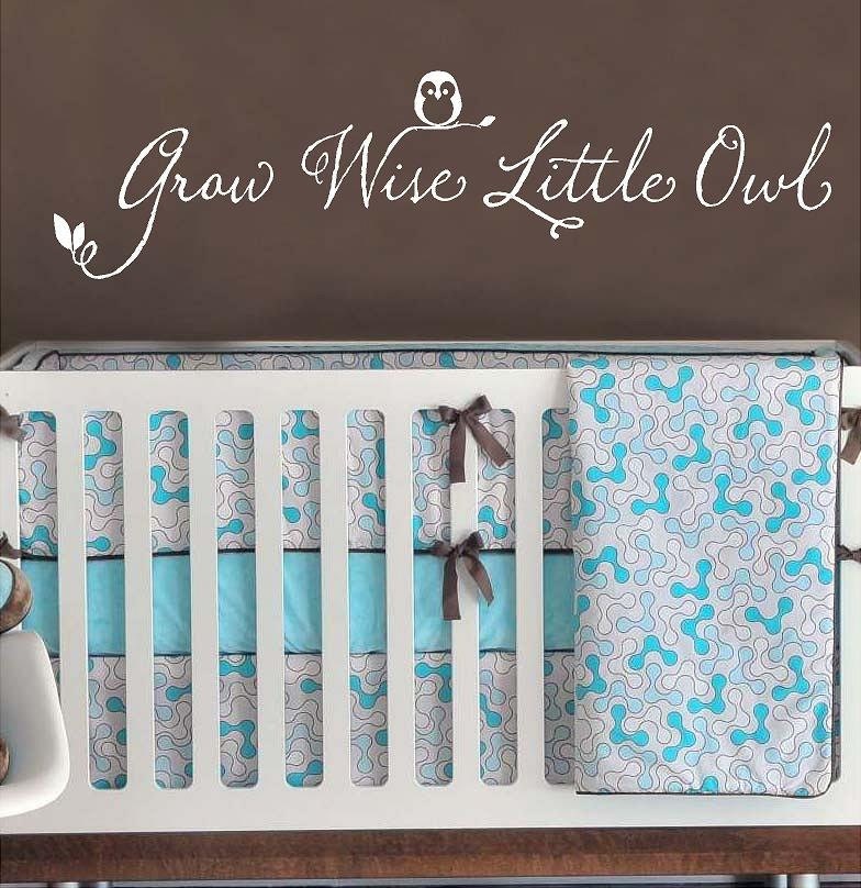 Grow wise little owl- childrens nursery  -  Vinyl Lettering  decal wall words graphics  decals  Art Home decor itswritteninvinyl