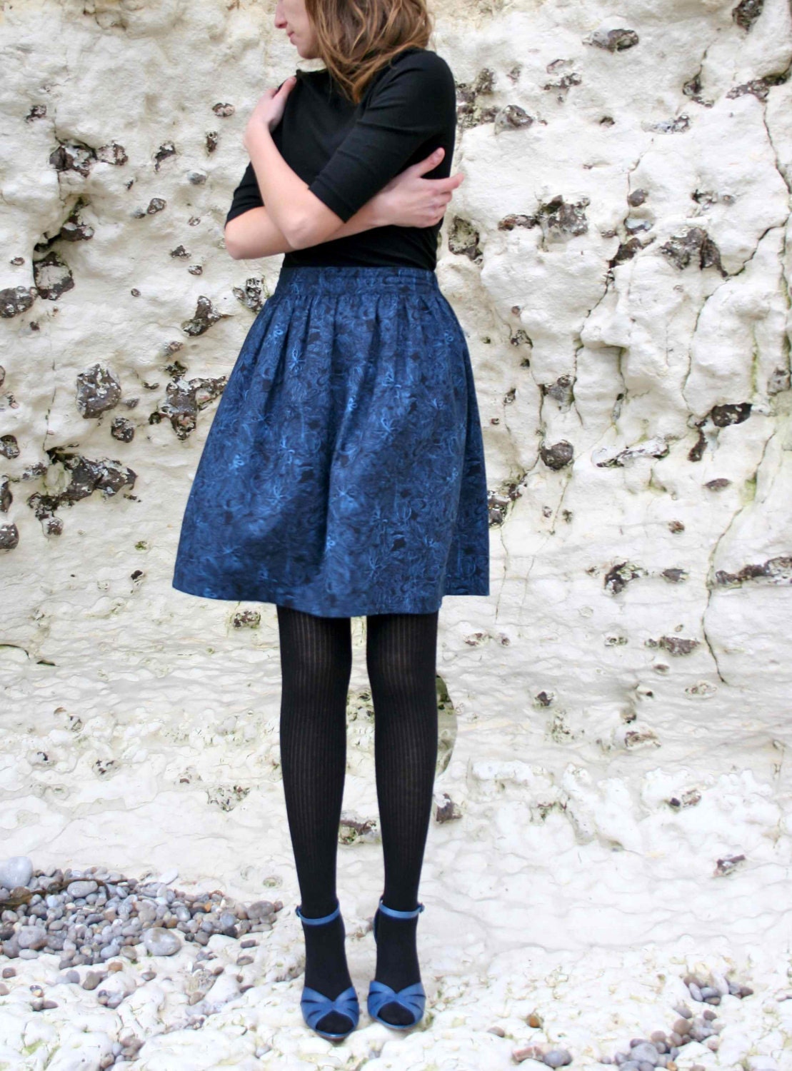 Skirt FLEUR (wool skirt Liberty fabric) - FW12 / made to order