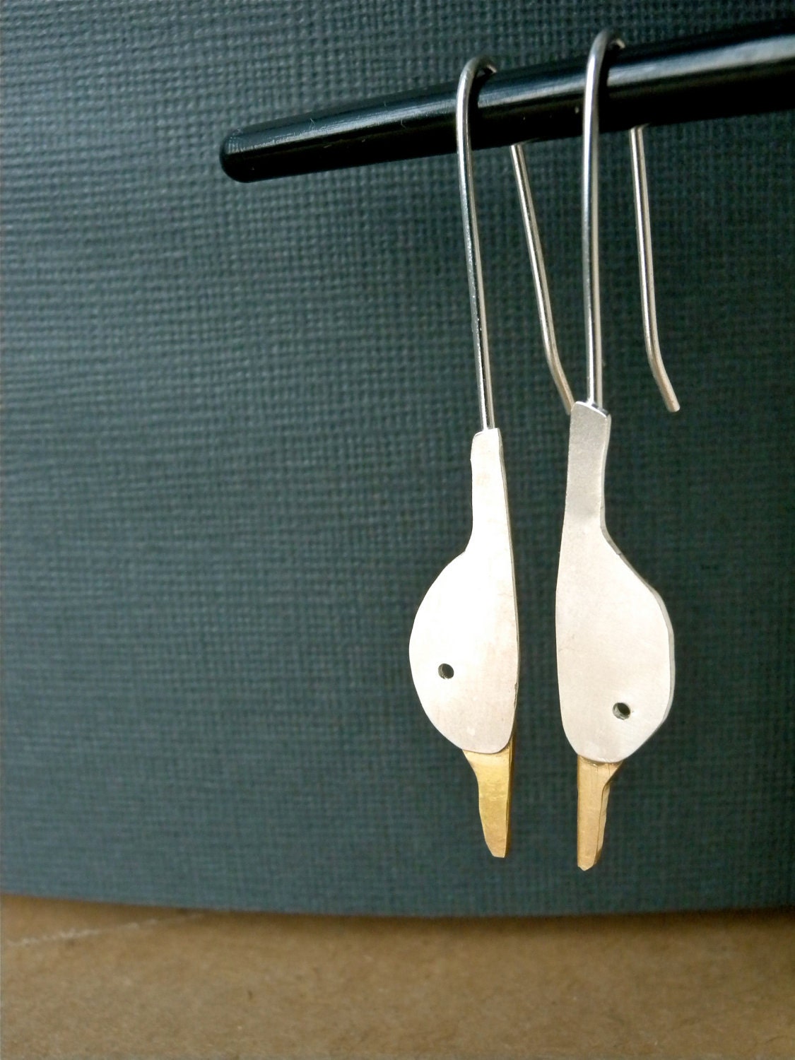 Duck Head Sterling Dangle Earrings  Humor Original by NingSterling