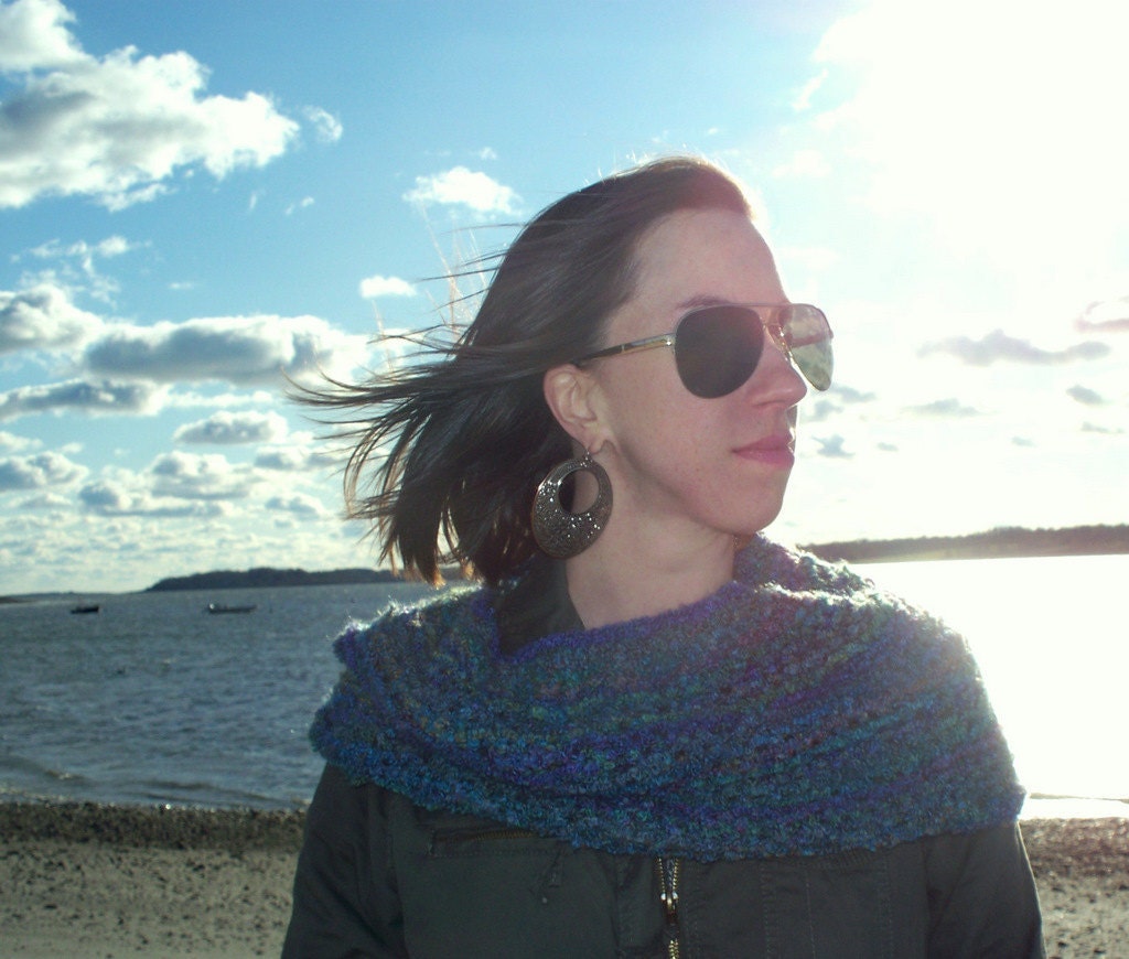 Cowl - "Blue Wave" Oversized Lightweight Cowl & Shrug
