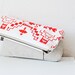 FREE SHIP Navajo Printed Leather-Suede Pouch native aztec red