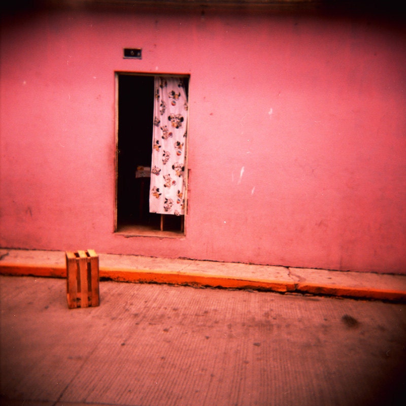 Alley Door, Mexico - 8x8 Photo, Pink Wall, Cuernavaca, Holga, Square Format