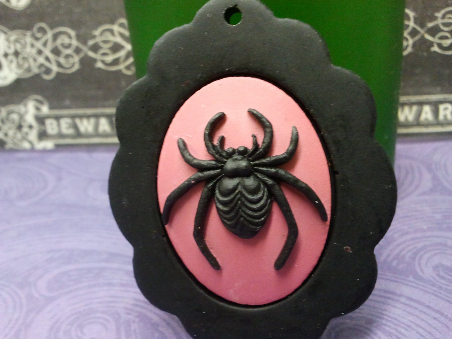 Pink and Black Spider with Retro Setting