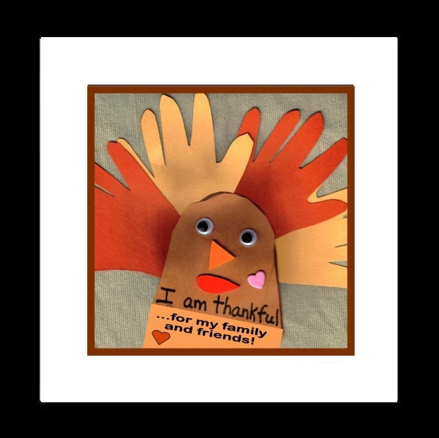 On Sale, Sweet Thanksgiving Turkey Photo, 10 x 10, Thankful For My Family And Friends Photo Sign
