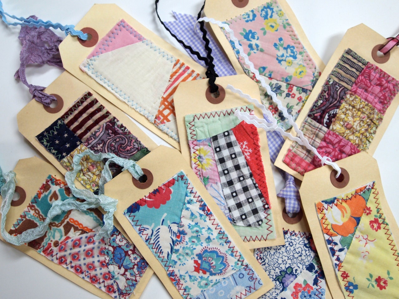 8 Vintage Quilt Gift Tags