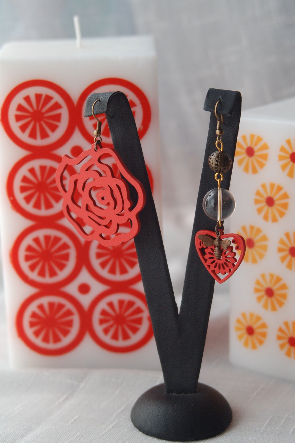 The Rose and the Bee - earrings