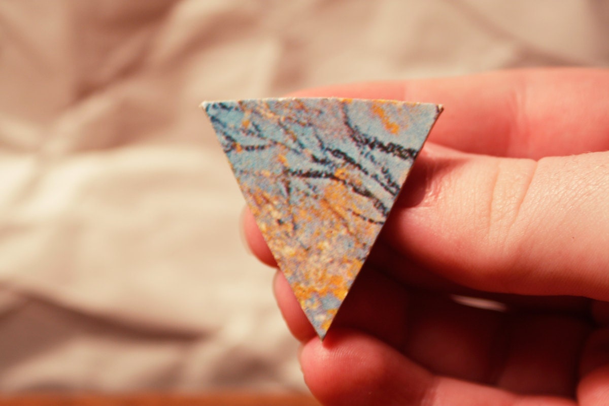color my world - repurposed puzzle piece brooch / pin - sky blue forest