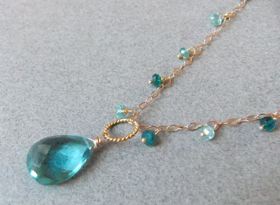 Mermaid Aqua Quartz Apatite and Amazonite Necklace