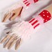 Victorian Princess Tea Party Arm Warmers wrist cuffs Red Pink Stripes Polka Dots fingerless gloves Belly Dance Pirate Monster Paws