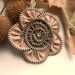 Flower Brooch Apricot and French brown, Zipper Pin. Approx 2,8 in/ 7 cm.