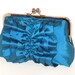 Ruffle Clutch in Peacock Blue Silk Dupioni
