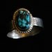 Silver Ring with Spider Web Turquoise - Size 8