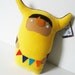Marcus the FOLKIE one of a kind bright yellow fleece and felt art doll with a string of bunting by might and